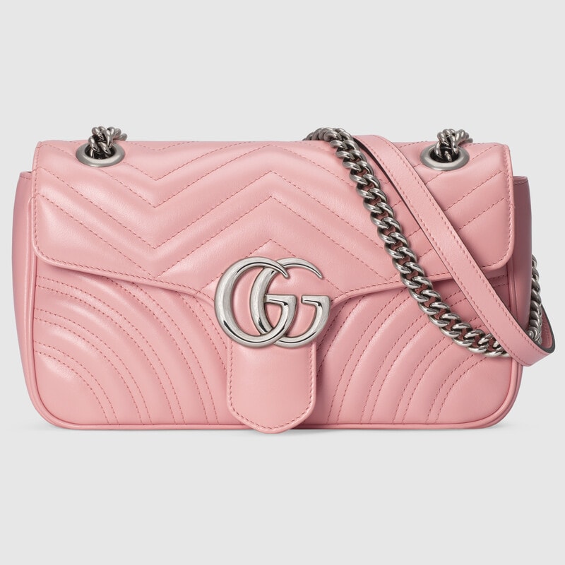 Gucci GG Marmont Small Matelasse Shoulder Bag 443497 Pastel pink